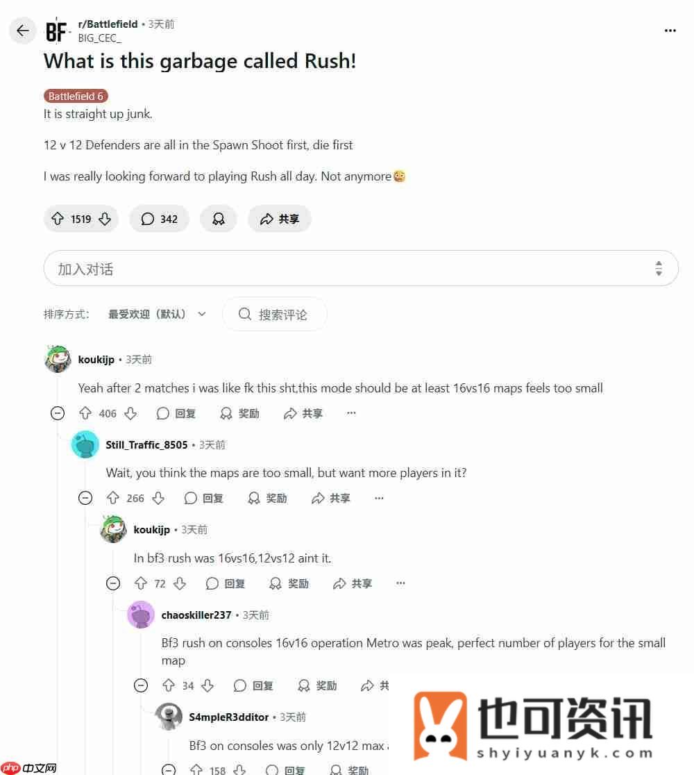 从经典到争议！战地6rush模式被批就是一坨
