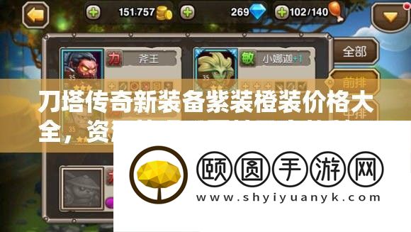 刀塔传奇新设备紫装橙装价钱大全